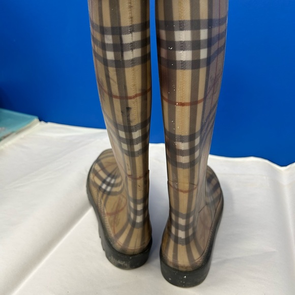 Burberry Check Print Ladies Brown Rain Boots sz US 9/ UK 7/ EU 41 - Picture 3 of 5